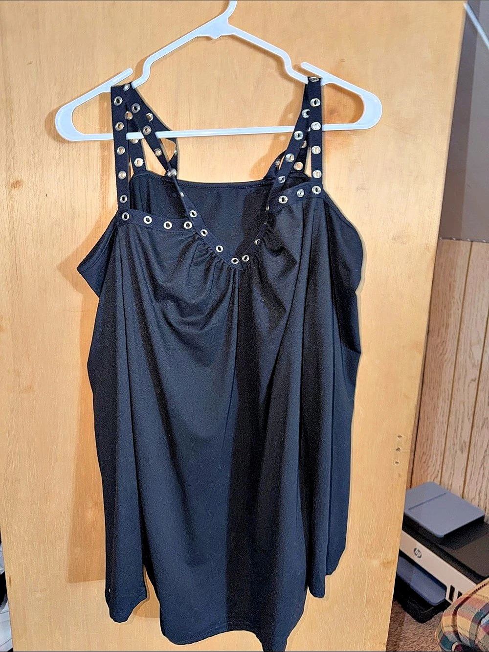 Ashley Stewart Grommet Cold Shoulder Top Black